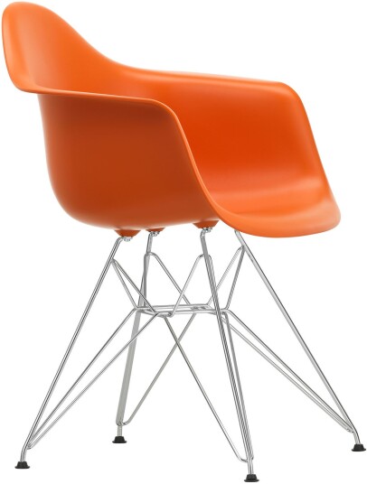 Vitra - Eames Plastic Armchair Dar 43 Rusty Orange Chrome Base Spisestoler Charles & Ray Oransje Metall/plast