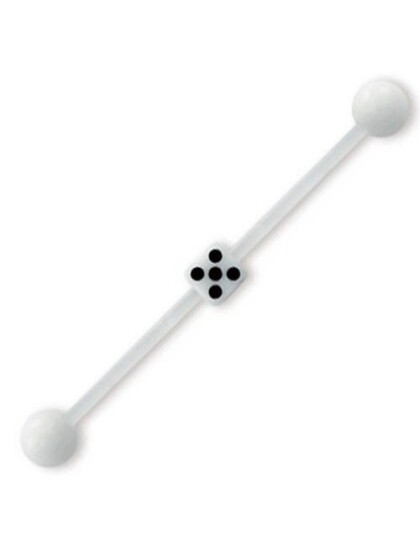 Aab Ørebarbell i Hvit med Terning Strl 1.6 x 37 mm med 6 mm kule Aab Ørebarbell i Hvit med Terning Strl 1.6 x 37 mm med 6 mm kule