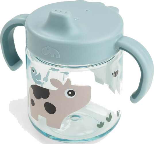 Done by Deer Learning Spout Cup 2 Handle Tiny Farm Blue Blue Ø 7.5X H 11CM Done by Deer Learning Spout Cup 2 Handle Tiny Farm Blue Blue Ø 7.5X H 11CM