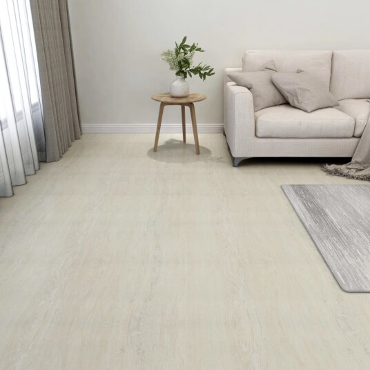 Selvklebende gulvplanker 55 stk PVC 5,11 m² kremhvit