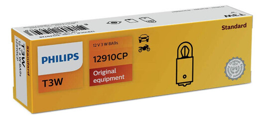 Philips T2W-T3W pære 12V 10 pakning