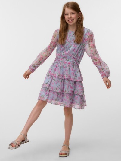 Vero Moda Girl Vmsmilla Ls Short Layer Dress Wvn Girl   Pink   158