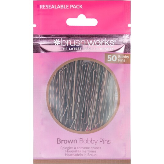 Brushworks Brown Bobby Pins 50pcs
