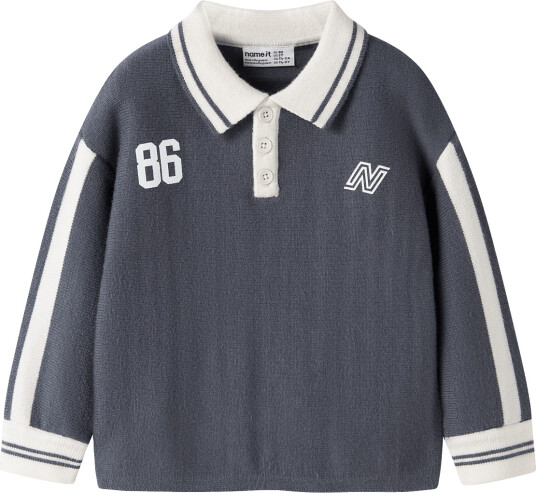 Name It Nmmnima Ls Loose Polo Knit Blue 116