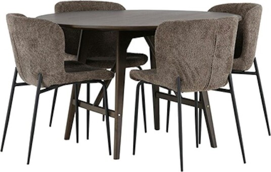 Spisegruppe Venture Home Kaseidon Ø100 cm med 4 stk Modesto Stoler