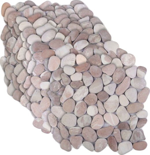 vidaXL Pebble Fliser Beige og lys rosa 30 x 30 cm Elvestein