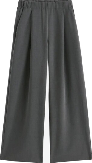 Lindex Wide Trousers With Pleats DARK GREY MELANGE 44