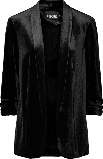 pieces - Blazer Pcbosella Velour 3/4 Blazer - Svart