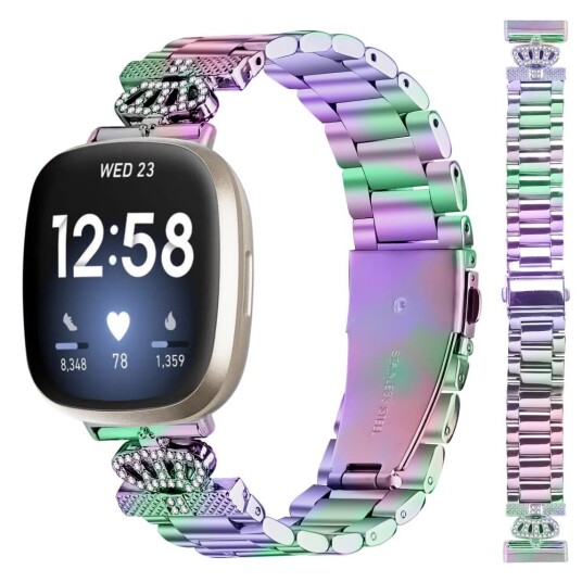 INF Flotte klokkereim med tre perler og krone til Fitbit Versa 3/4/Sense 2