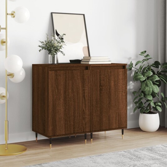 vidaXL Skjenker 2 stk brun eik 40x35x70 cm konstruert tre