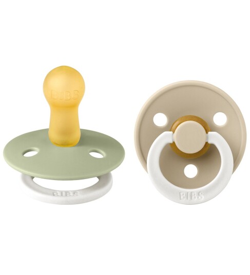 BIBS Colour Lysende smokker Str. 2 2 pack Rund Sage Glow BIBS OneSize Smokk Beige Grønn