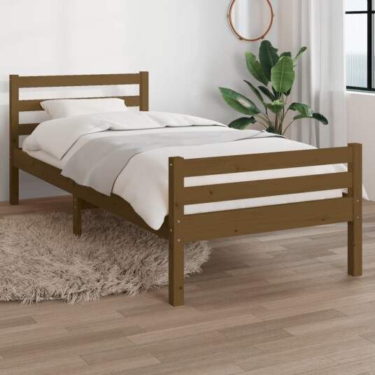 vidaXL Sengeramme honningbrun heltre 75x190 cm 2FT6 Small Single vidaXL Sengeramme honningbrun heltre 75x190 cm 2FT6 Small Single