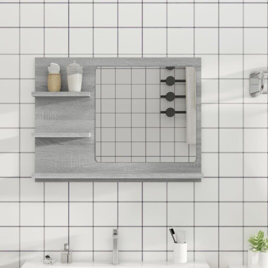 vidaXL Badespeil grå sonoma 60x10,5x45 cm konstruert tre