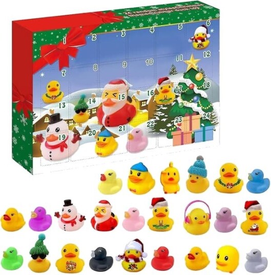 Adventskalender 2023 med gummiank nedtelling til jul for barn badeleke and [JUN]