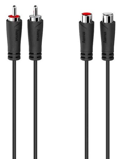 Hama Hama Audio Kabel Forlænger 2 RCA Hann til 2 RCA Hun 5 m Svart