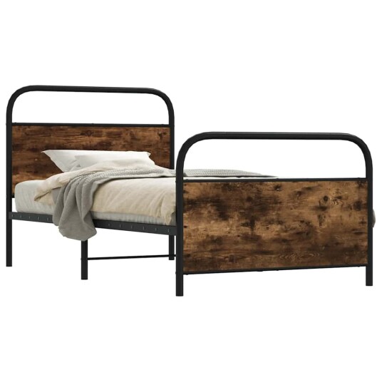 Sengeramme uten madrass røkt eik 90x200 cm konstruert tre 8721158563149