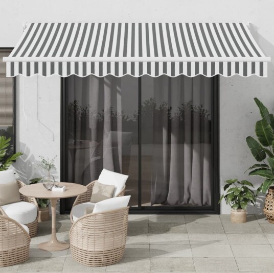 Uttrekkbar markise antrasitt og hvit 3,5x2,5 m stoff aluminium