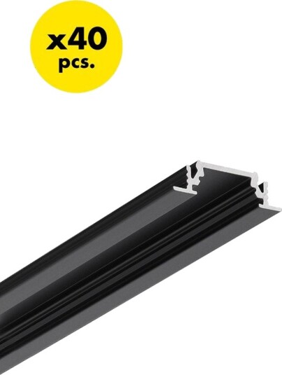 Topmet 40 stk. 2m aluprofil GROOVE10 BC/UX Svart anodisert innbygget LED skinne