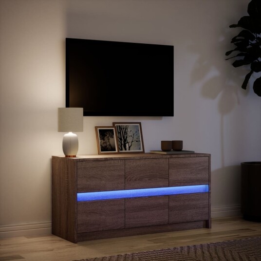 TV-benk med LED brun eik 100x34x50 cm konstruert tre 852221 TV-benk med LED brun eik 100x34x50 cm konstruert tre 852221