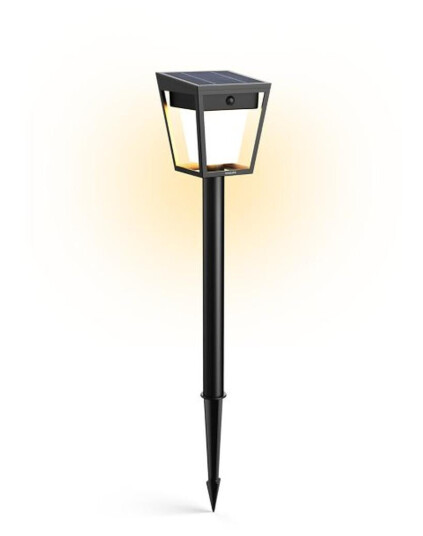 Nissa hagebelysning utendørs IP44 1,8W 3000 Kelvin m/sensor - Solcelle - Svart