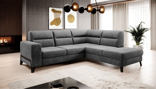 Anglika Sofa m. Sjeselong 4 seters   Grå