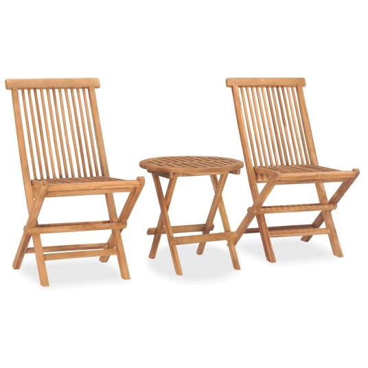 vidaXL Utendørs spisestue sammenleggbar 3 deler heltre teak vidaXL Utendørs spisestue sammenleggbar 3 deler heltre teak