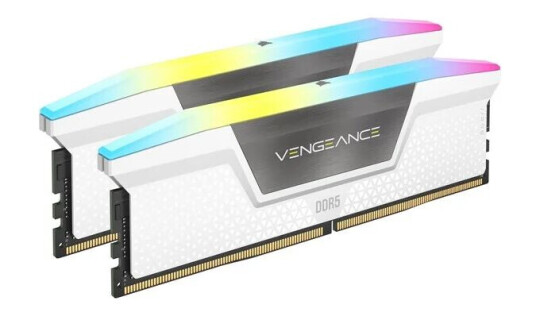 Corsair Vengeance RGB DDR5-6000 - 64GB - CL30 - Dual Channel (2 stk) - Intel XMP - Hvit med RGB