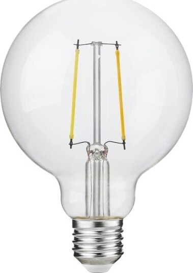 Spl E27 2,5W dimbar LED globepære   G95 filament 250lm 2500K klart glass   Dimbar : Dimbar Kulør : Ekstra varm