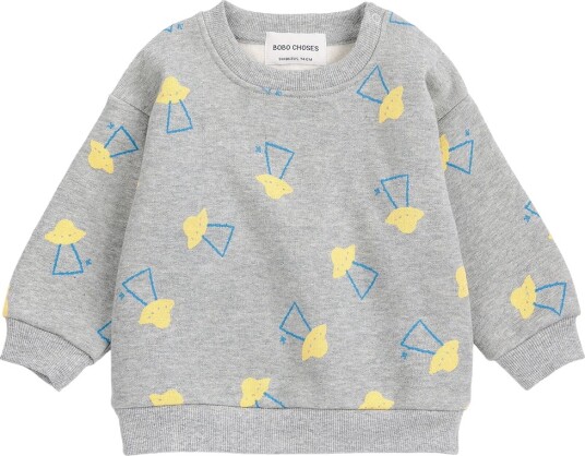 Bobo Choses Collegegenser   Pikselabduksjon   Light Heather Grey   Bobo Choses   18 md   Collegegenser Blå Grå Gul