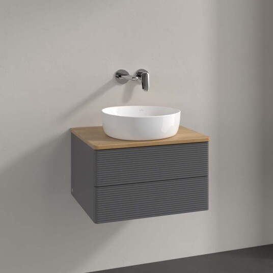 Villeroy & Boch Antao Servantskap med 2 skuffer 60x50x36 cm m/lys Antrasitt/Eik Villeroy & Boch Antao Servantskap med 2 skuffer 60x50x36 cm m/lys Antrasitt/Eik