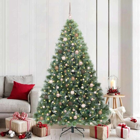 Kunstig juletre med 300 LED med stativ grønn 210 cm PE og PVC