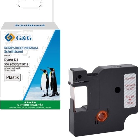 G&G 20979 Rødt På Gjennomsiktig Kontinuerlig Etikett D1 Svart Dymo Dymo 45015 Dymo D1 Serie Dymo Labelmanager 100 Dymo Labelmanager 160 Dymo Labelmanager 210D Dymo...