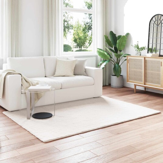 Kunstpels Kanin Teppe Olite Krem 120 x 170 cm Polyester