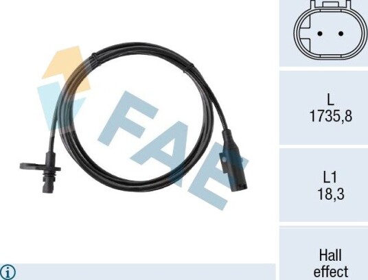 Sensor, ABS FAE 78748