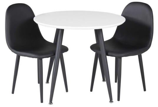 Venture Design Plaza & Polar spisegruppe Hvit/svart 2 st stoler & bord 60 cm