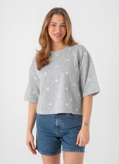 Only Luna 3/4 O-Neck Unbrushed Sweat Grå L