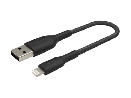 Belkin Braided Boost Charge Lightning-USB-A Kabel 0,15m Svart Belkin Braided Boost Charge Lightning-USB-A Kabel 0,15m Svart