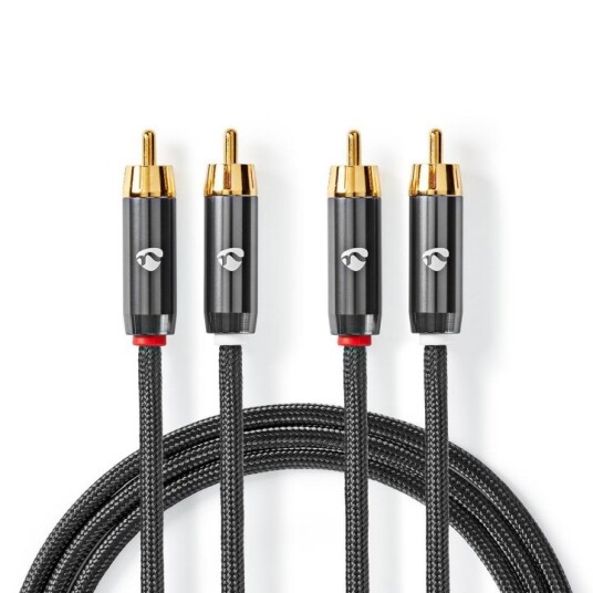 Nedis Stereo lydkabel | 2x RCA Han | 2x RCA Han | Gull belagt | 5.00 m | Rund | Grå / Gun Metal Grå | Deksel Vindusboks Nedis Stereo lydkabel | 2x RCA Han | 2x RCA Han | Gull belagt | 5.00 m | Rund | Grå / Gun Metal Grå | Deksel Vindusboks