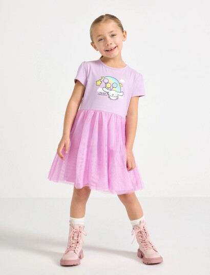 Lindex Cinnamoroll Short Sleeved Dress With Tulle Skirt Purple 122