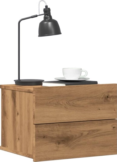  Veggmontert nattbord artisan eik 40x32x30 cm 8721158554536