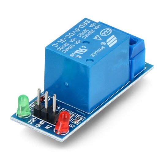 Relé 5V 10A/250VAC - 1-kanals modul med SRD-5VDC-SL-C