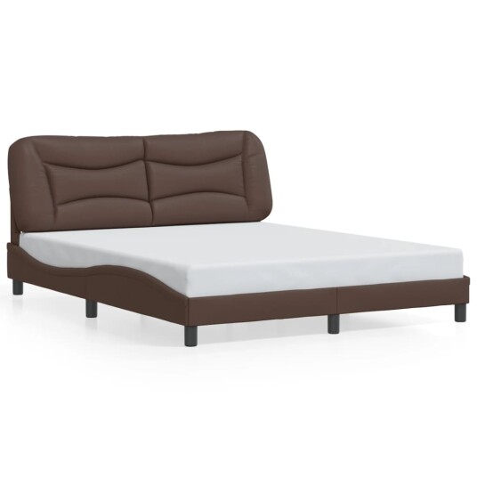 Sengeramme med LED-lys brun 160x200 cm kunstig lær 8721012356580