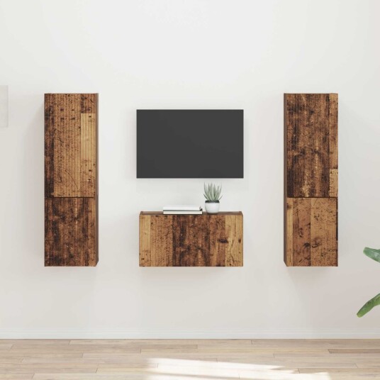 TV benksett 5 pcs Gamle tre Konstruert tre