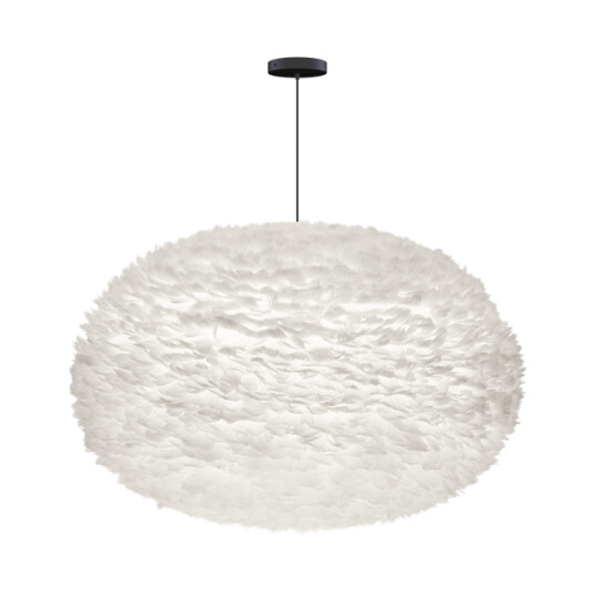 Umage Eos Taklampe XXL Hvit med Flat Baldakin i Sort Umage Eos Taklampe XXL Hvit med Flat Baldakin i Sort