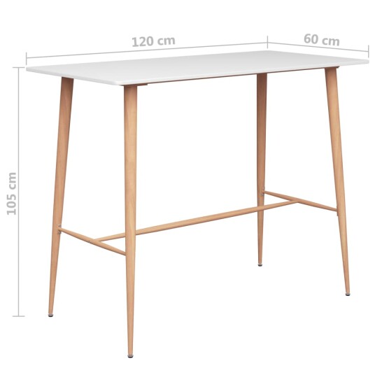 vidaXL Barbord hvit 120x60x105 cm vidaXL Barbord hvit 120x60x105 cm
