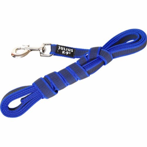 Julius K9 Gummiert Hundekobbel Blå 20mm med Håndtak