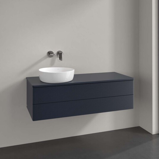 Villeroy & Boch Antao Servantskap med 2 skuffer 120x50x36 cm m/lys Blå Matt Villeroy & Boch Antao Servantskap med 2 skuffer 120x50x36 cm m/lys Blå Matt
