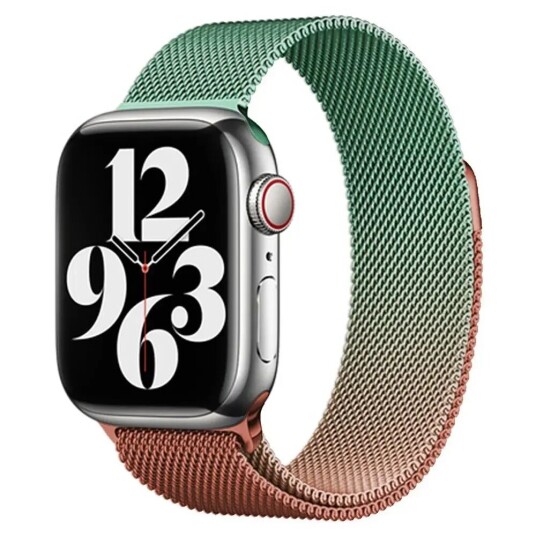 INCOVER Apple Watch (38/40/SE/41mm) Gradient Magnetic Stainless Steel Strap - Oransje / Grønn INCOVER Apple Watch (38/40/SE/41mm) Gradient Magnetic Stainless Steel Strap - Oransje / Grønn