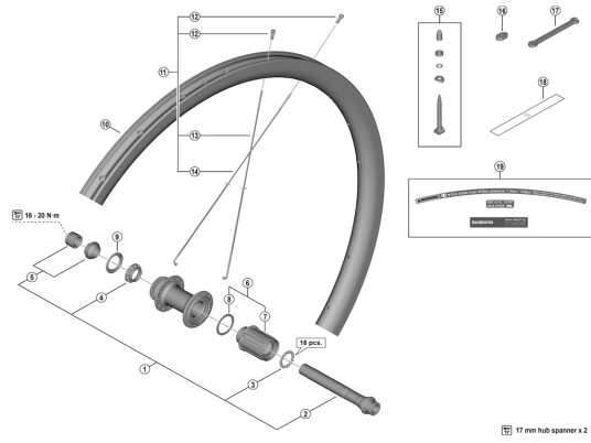 Shimano aksel til bakhjul modell WH-RS710-C32-TL-R