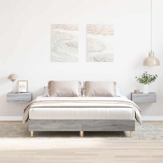 Sengeramme uten madrass grå sonoma 150x200 cm konstruert tre